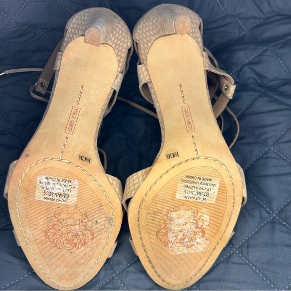 Vince Camuto Nude Snakeskin Gladiator Heels | Lace-Up Strappy Sandals Size 8.5 - Picture 8 of 9